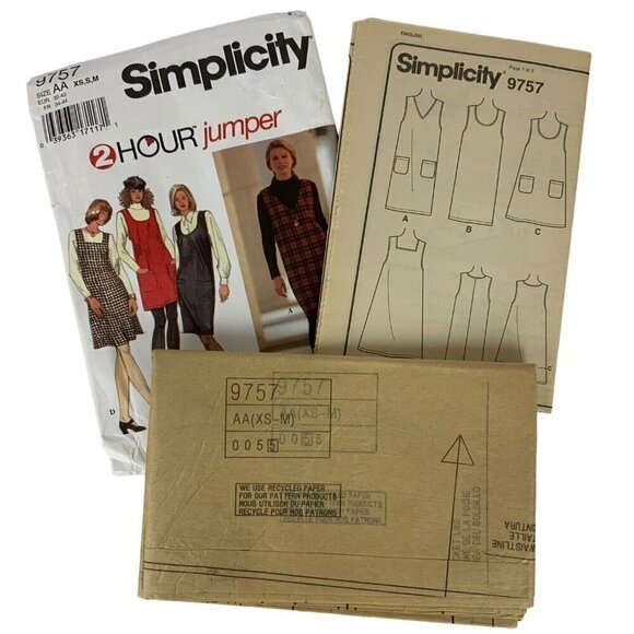 Simplicity 9757 Misses Jumper Pullover Patch Pockets XS S M Easy Sewing Pattern - Picture 3 of 3